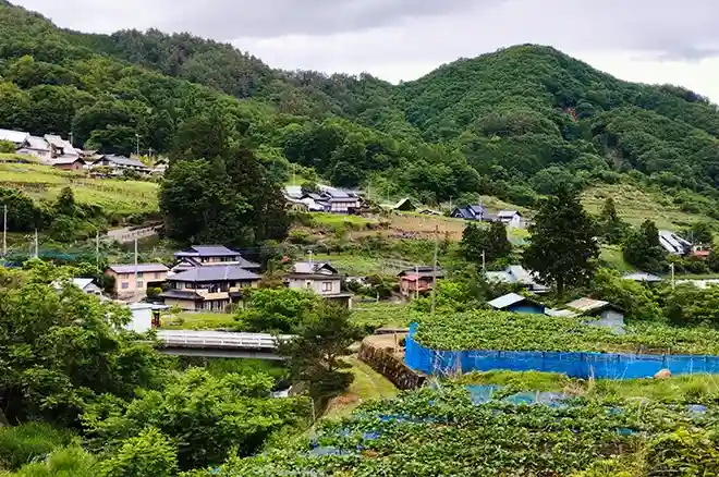 Rural valley landscape in Yamanashi Japan ideal for a private nature day trip