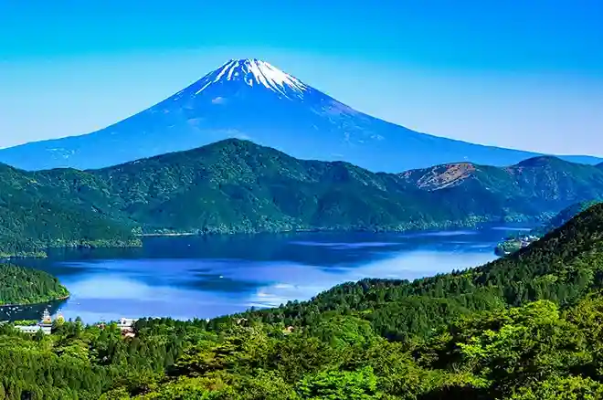 Mt Fuji and Fuji Five Lakes landscape in Yamanashi, Japan